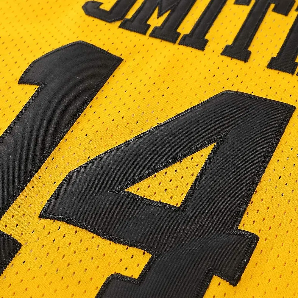 Versión Fong de Will Smith 14th Camiseta de malla de traje de baloncesto negro, amarillo y verde