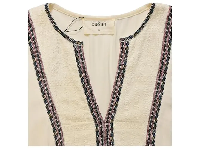 Vestido Mini Ba&Sh en Viscosa Ecru Blanco Crudo 