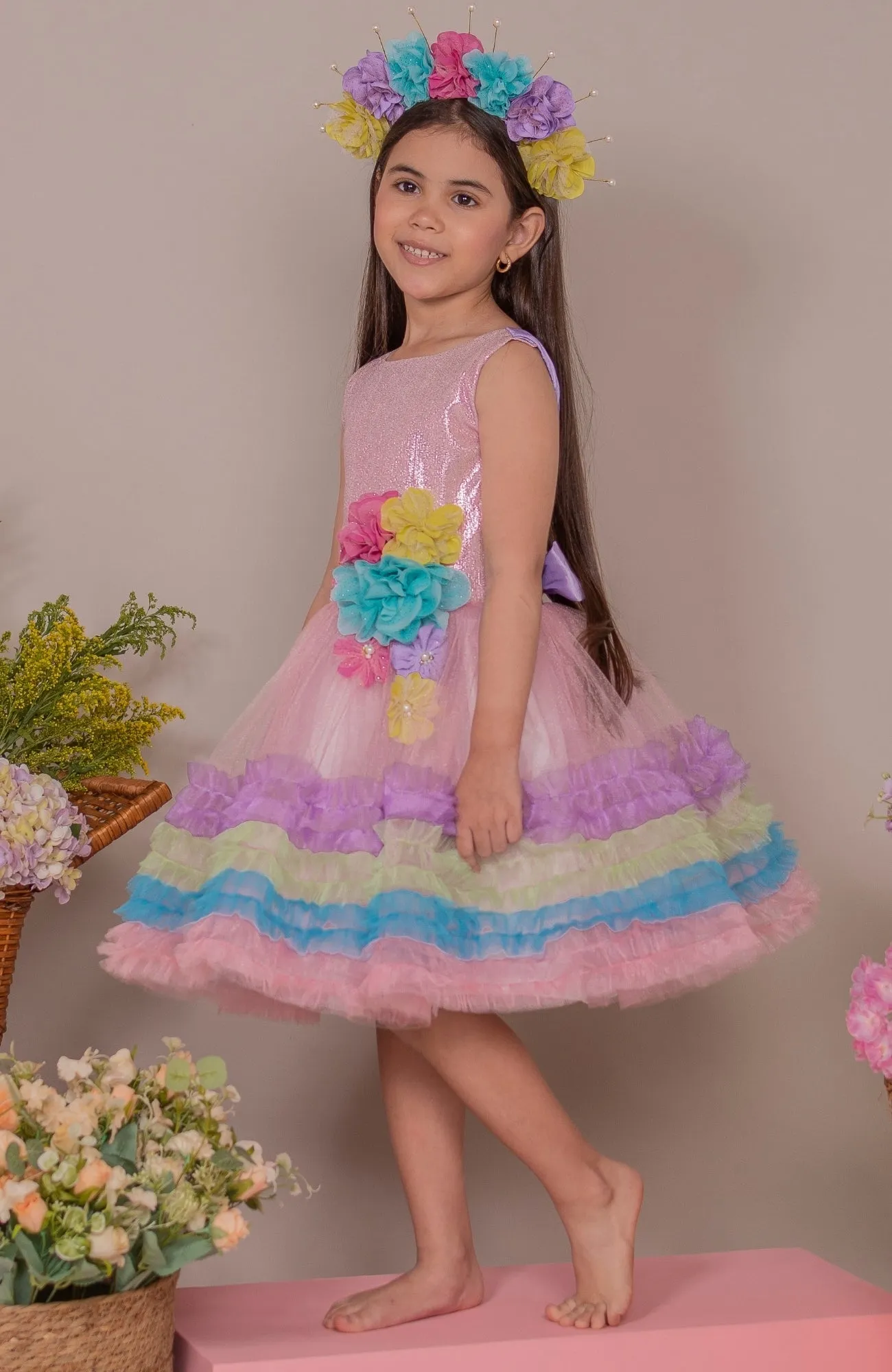 VESTIDO PARA NIñA SOY FELIZ  ROSA