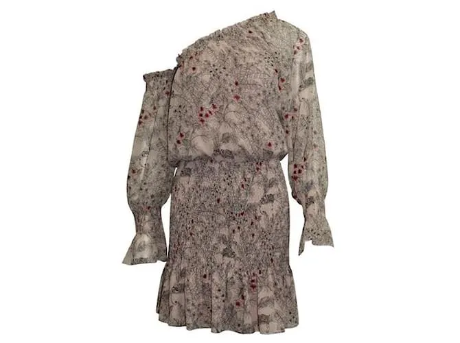 Vestido rosa con hombros descubiertos y estampado floral de Alexis 