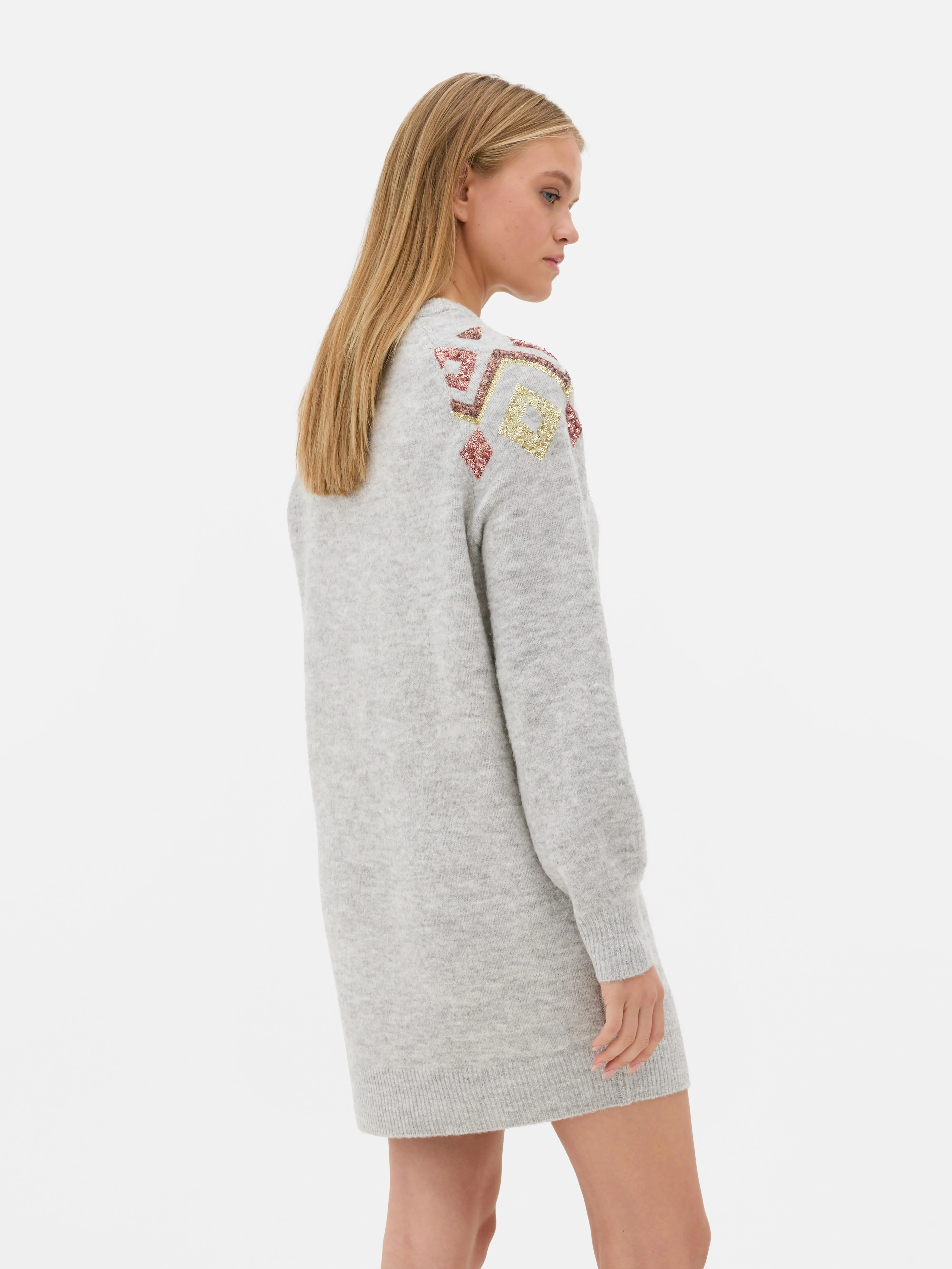 Vestido tipo jersey con lentejuelas
