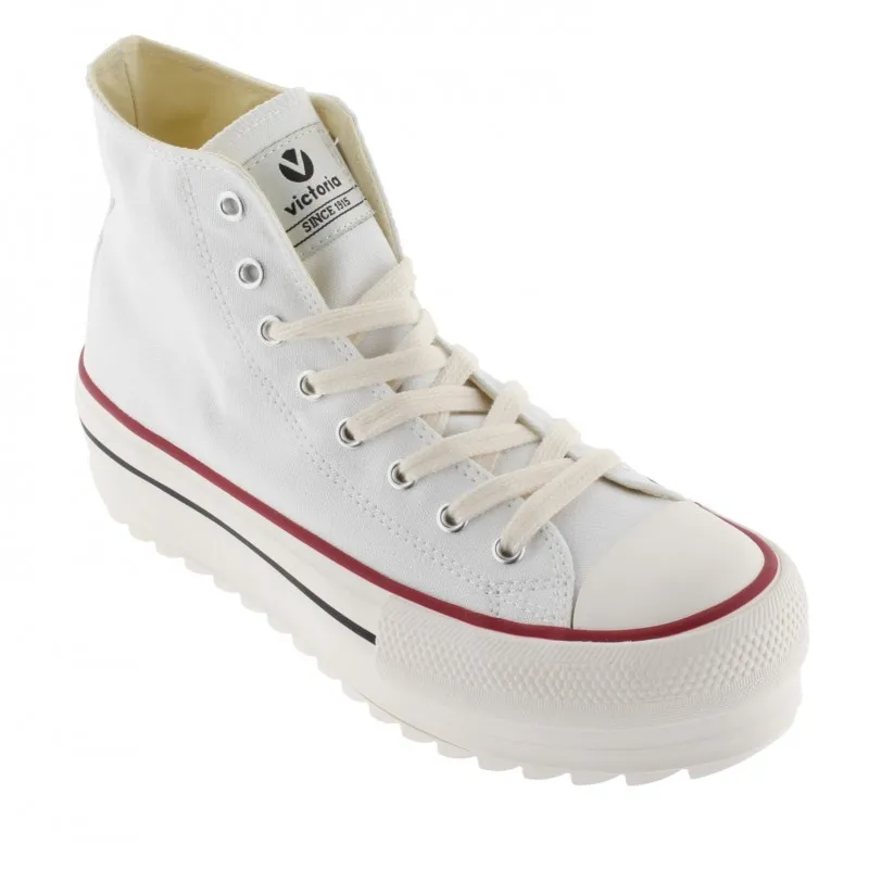 VICTORIA Tribu 1061121 Blanco y Negro Bota Lona Plataforma Piso sierra mujer