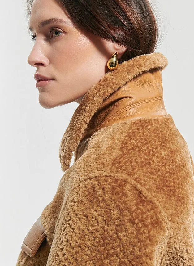 ZAPA BOSNIE  CHAQUETA RECTA CON CUELLO CLáSICO EN MARRON