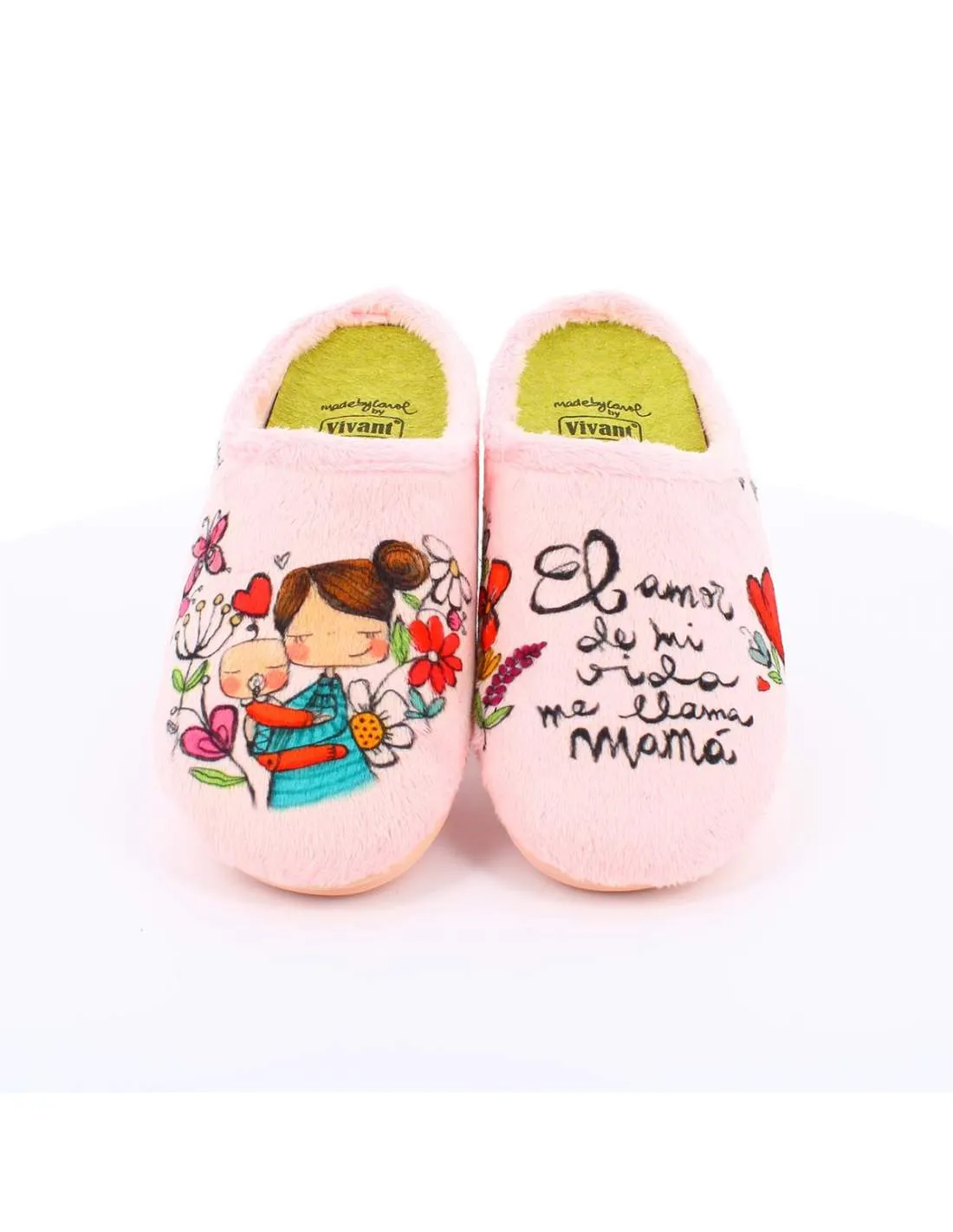 Zapatilla de Casa "El amor de mi vida me llama mamá" Everest Rosa