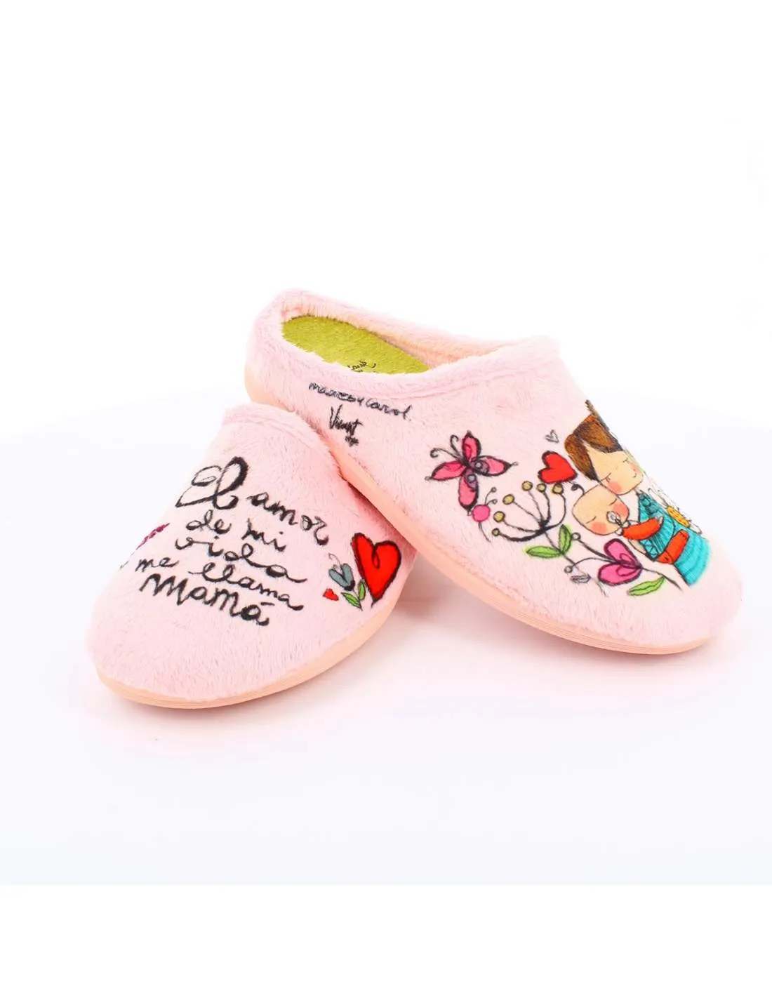 Zapatilla de Casa "El amor de mi vida me llama mamá" Everest Rosa