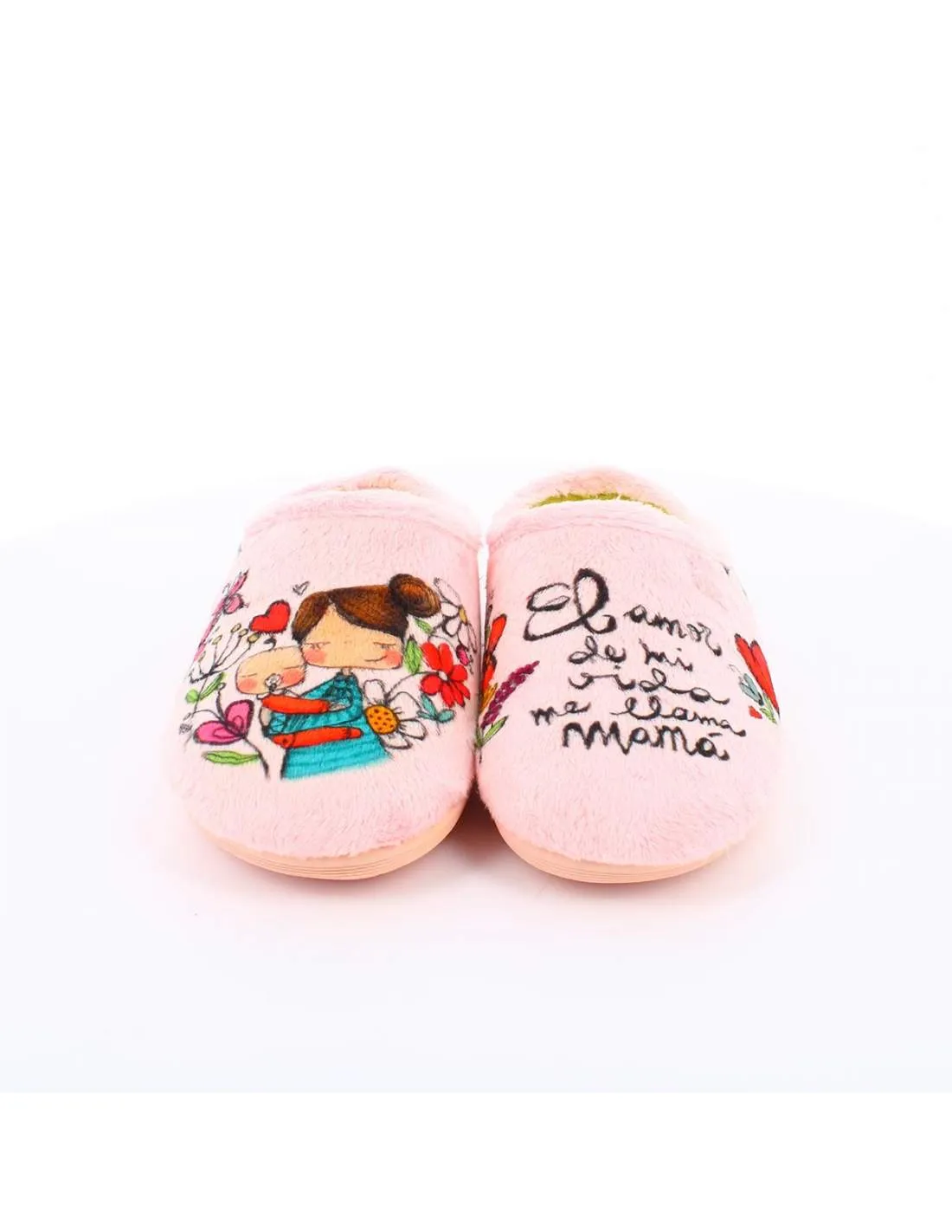 Zapatilla de Casa "El amor de mi vida me llama mamá" Everest Rosa