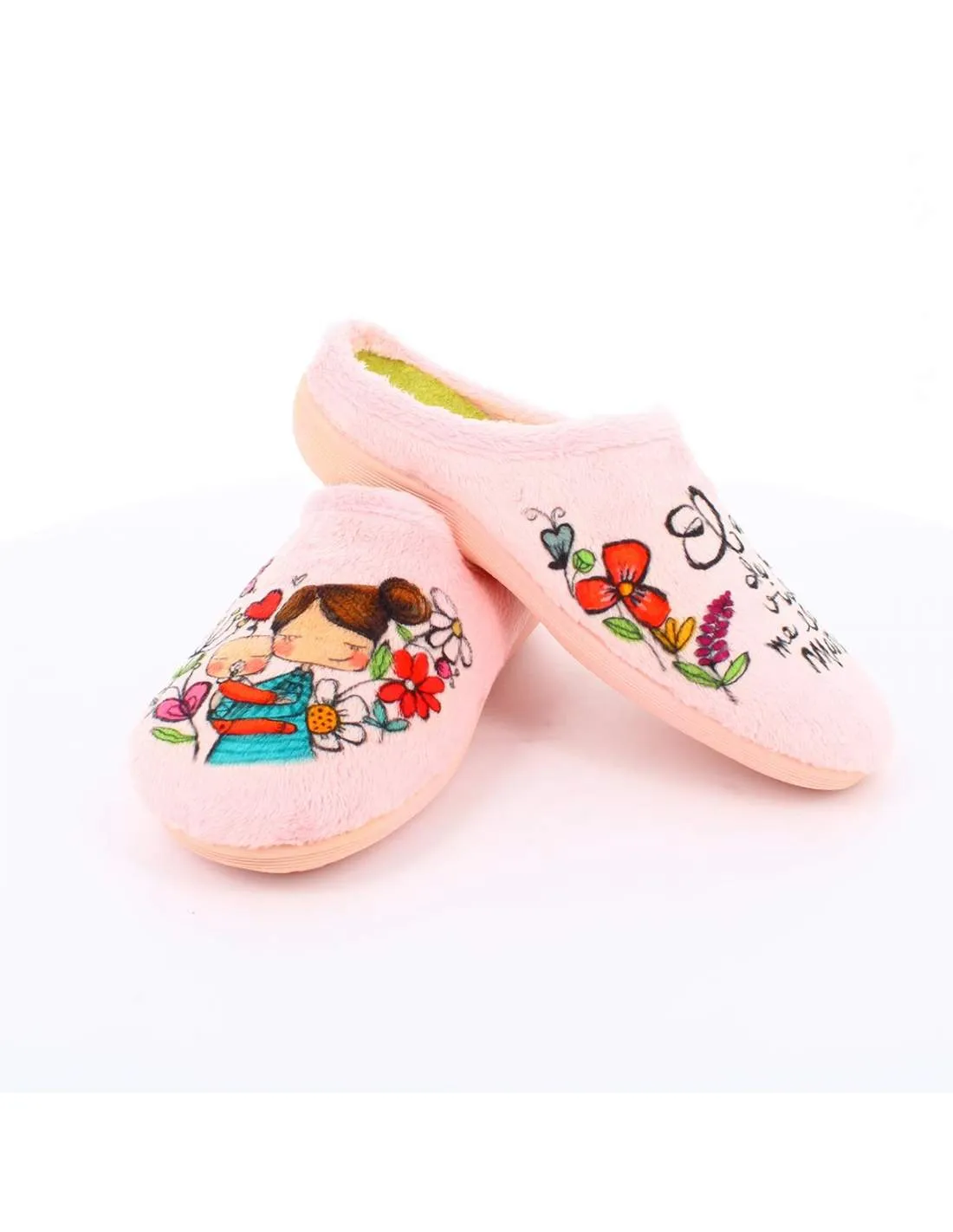 Zapatilla de Casa "El amor de mi vida me llama mamá" Everest Rosa