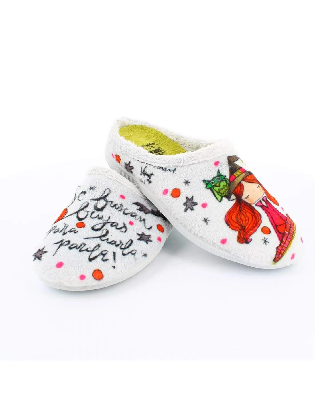 Zapatilla de Casa "Se buscan brujas para liarla parda!" Everest Gris