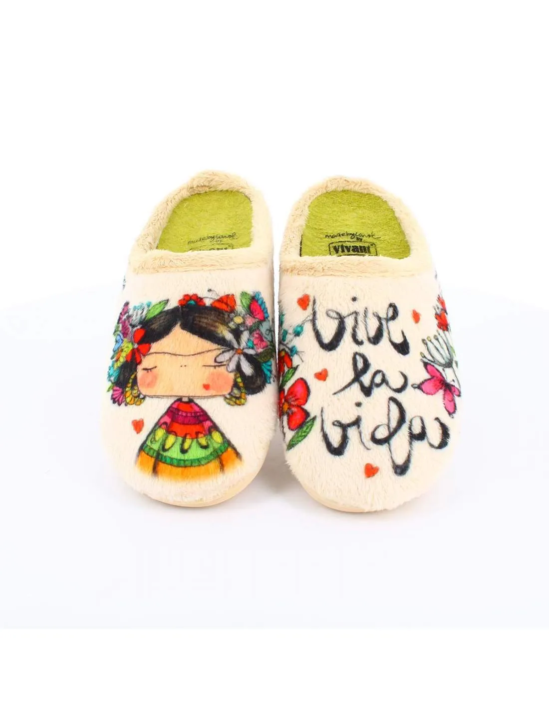 Zapatilla de Casa "Vive la vida" Everest Beige