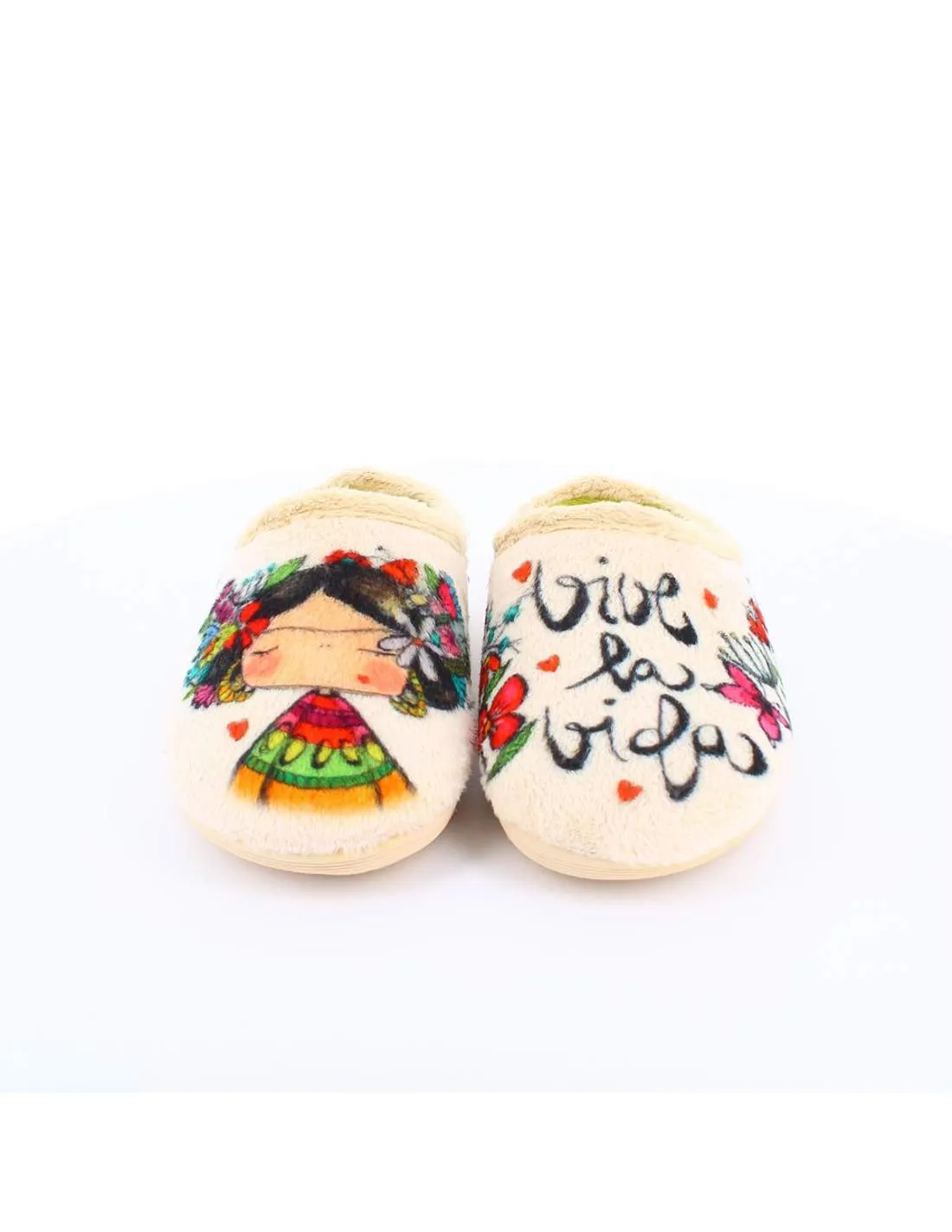Zapatilla de Casa "Vive la vida" Everest Beige