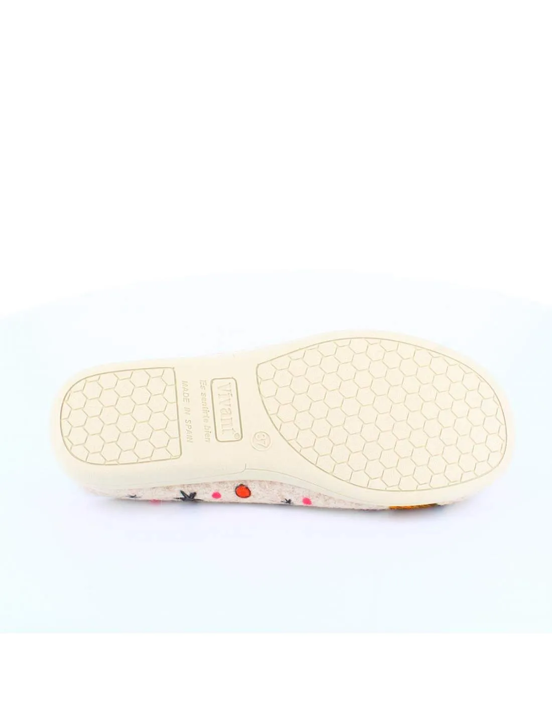 Zapatilla de Casa "Vive la vida" Fieltro Beig
