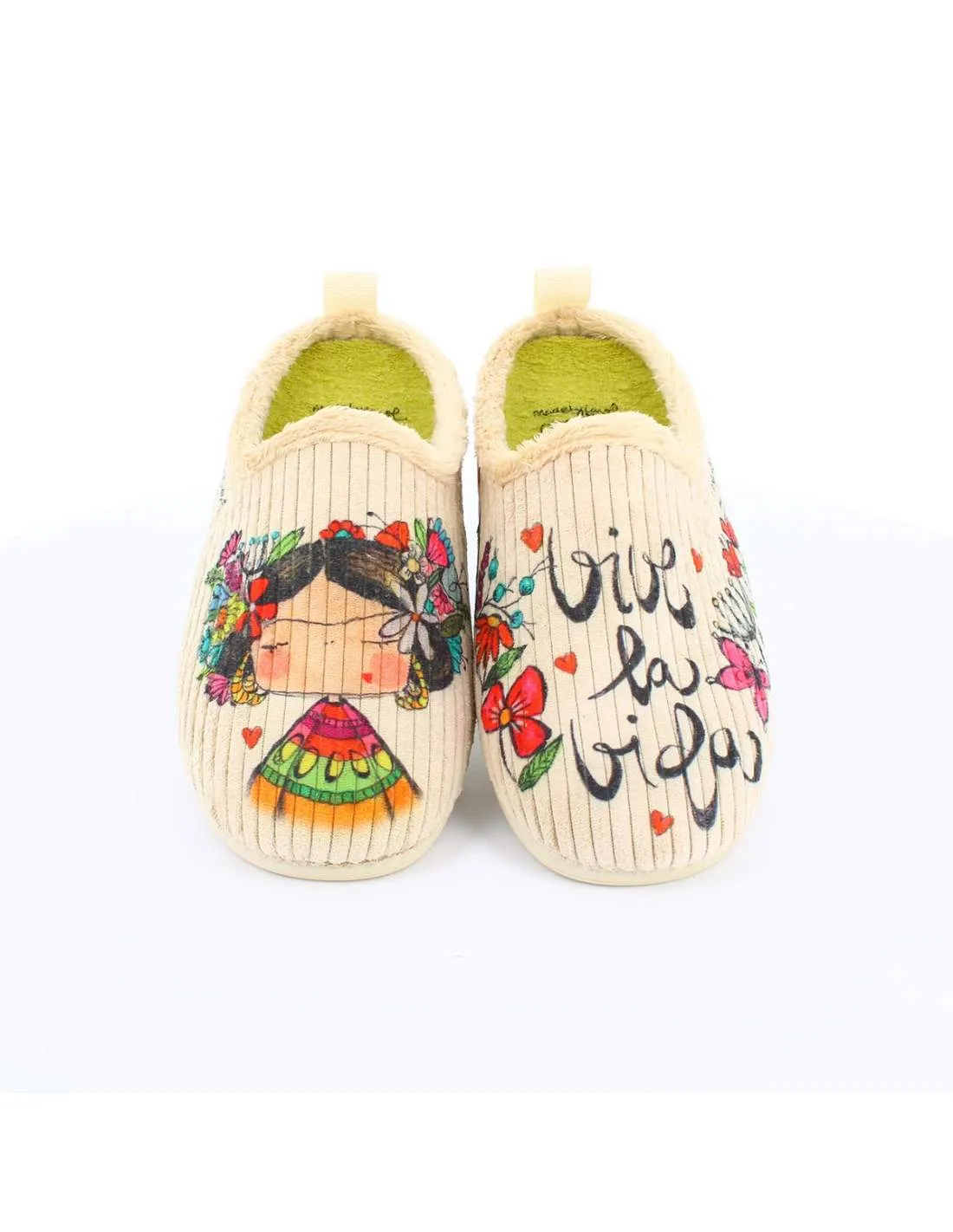 Zapatilla de Casa "Vive la vida" Panon Beige