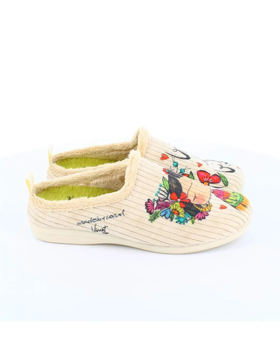 Zapatilla de Casa "Vive la vida" Panon Beige
