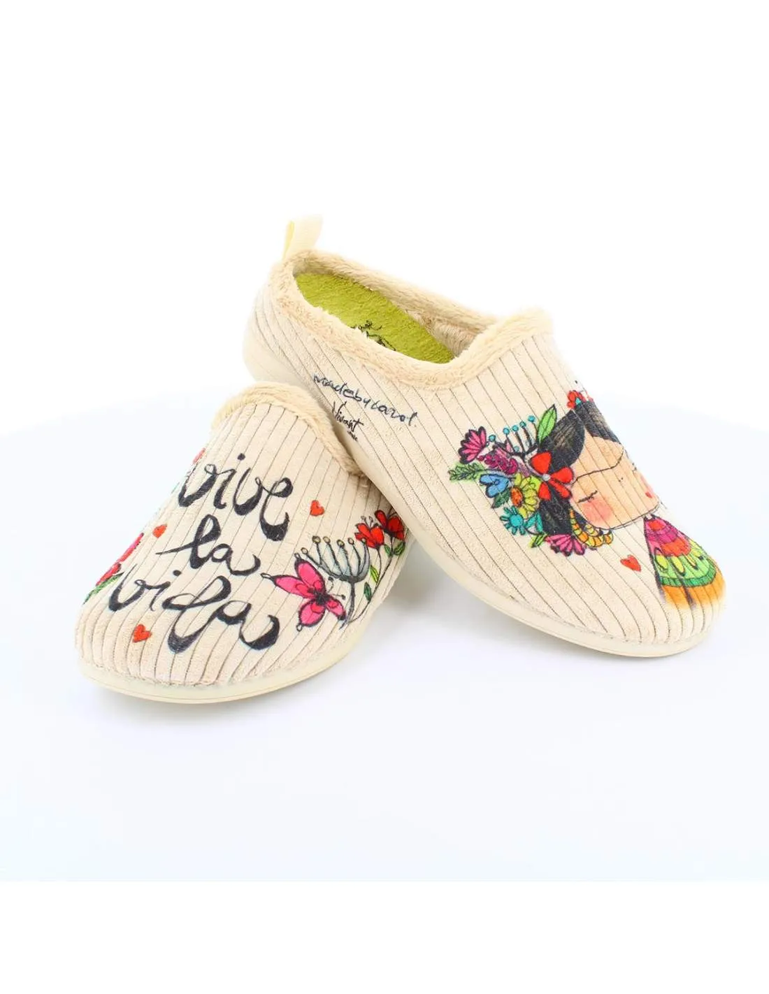 Zapatilla de Casa "Vive la vida" Panon Beige