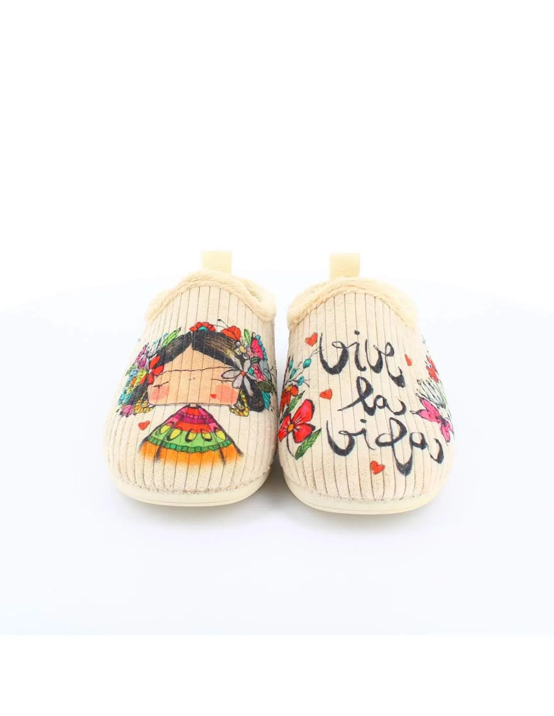 Zapatilla de Casa "Vive la vida" Panon Beige