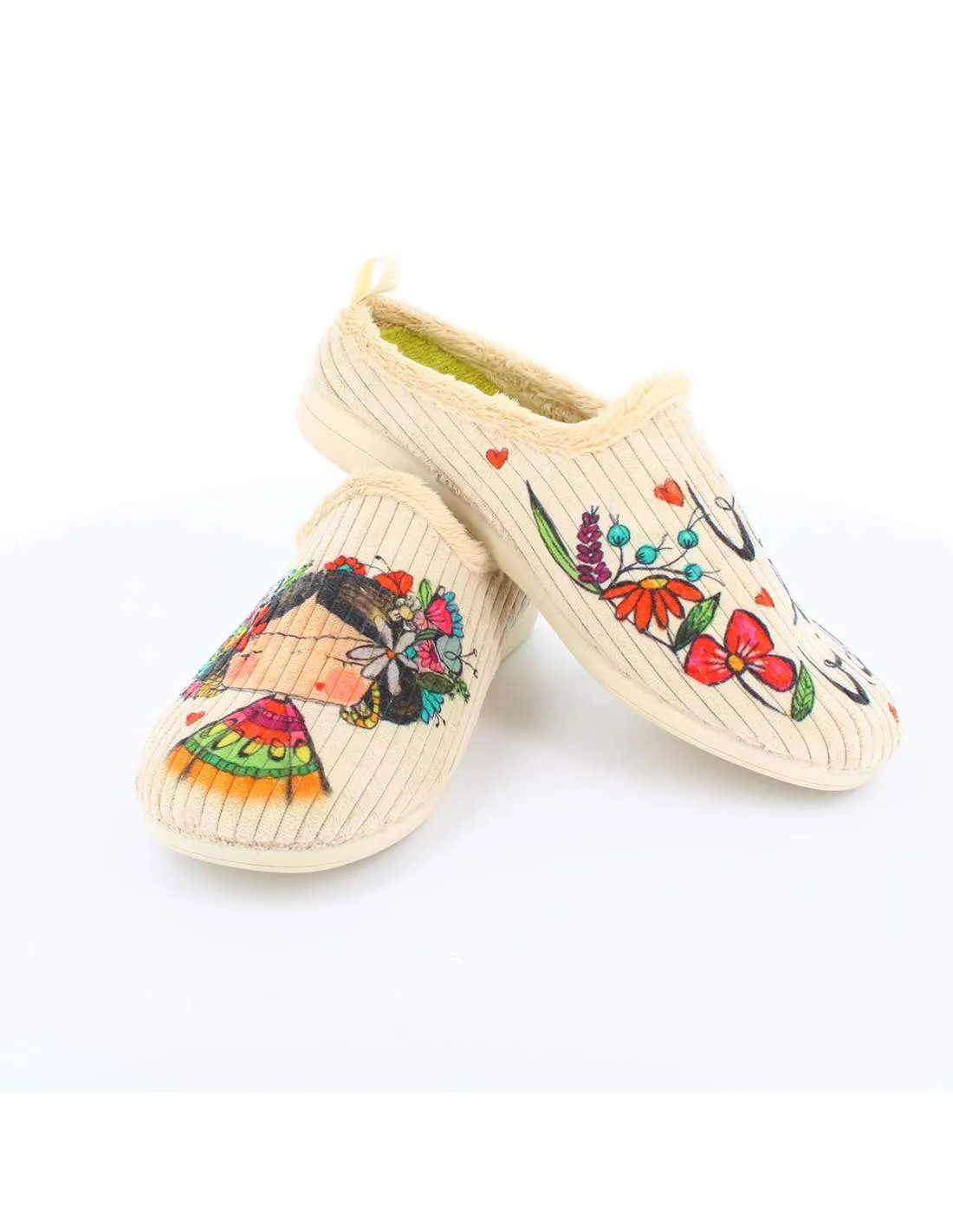 Zapatilla de Casa "Vive la vida" Panon Beige