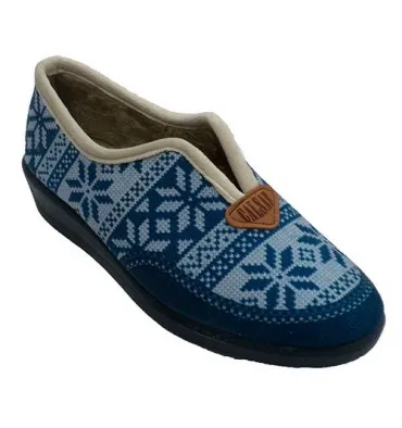 Zapatilla invierno estar en casa mujer estampado nórdico Aguas nuevas en azul