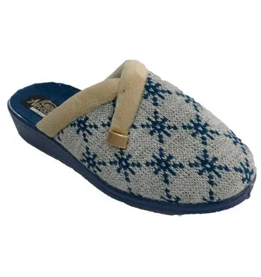 Zapatilla mujer abierta detrás estampado nórdico Nevada en azul