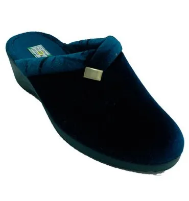 Zapatilla mujer abierta detrás invierno adorno dorado Alberola en azul marino