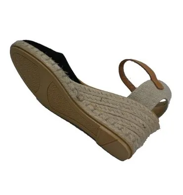 Zapatilla mujer cerrada cuña de cáñamo Calzamur en negro