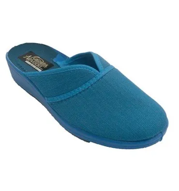 Zapatilla mujer cerrada por la punta abierta talón Nevada en azul