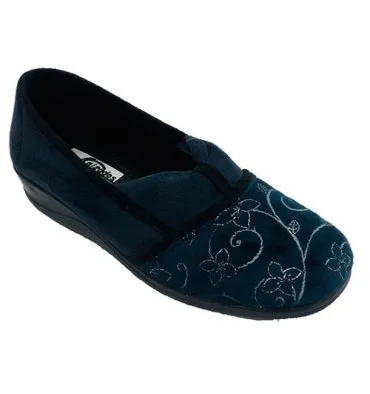 Zapatilla mujer cerrada recogido en el empeine Nevada en azul marino