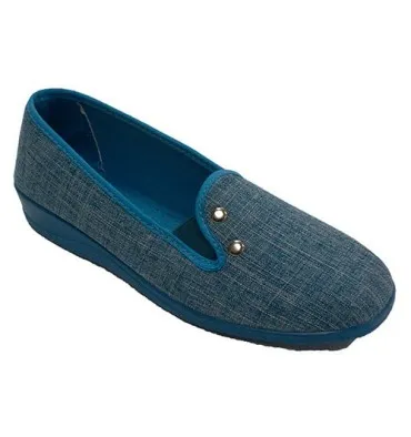 Zapatilla mujer con dos remaches Nevada en tejano