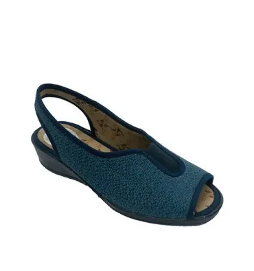 Zapatilla mujer estar en casa abierta punta y talón goma empeine Muñoz y Tercero en azul marino