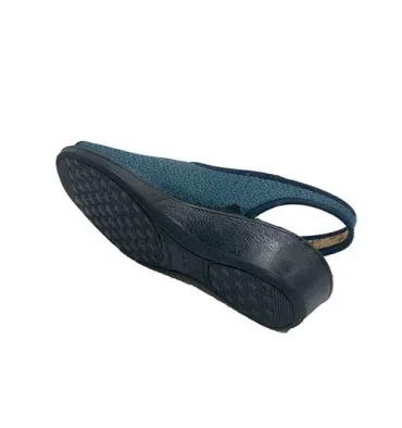 Zapatilla mujer estar en casa abierta punta y talón goma empeine Muñoz y Tercero en azul marino