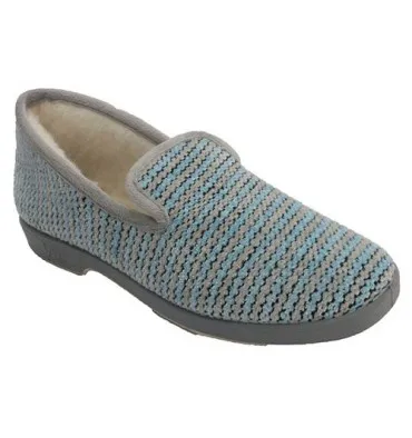Zapatilla mujer lana cerrada combinada dos colores Doctor Cutillas en celeste