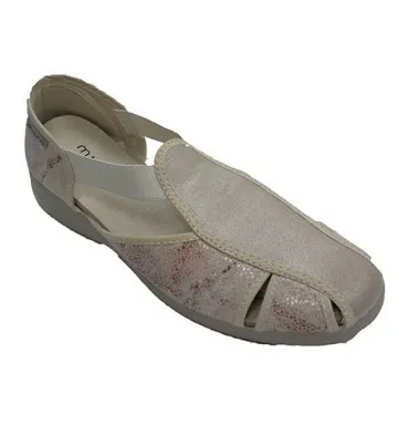 Zapatilla mujer tipo sandalia elásticos Muro en beig