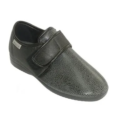 Zapatilla mujer tipo zapato con velcro pala de licra Muro en negro