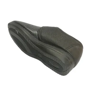 Zapatilla mujer tipo zapato con velcro pala de licra Muro en negro
