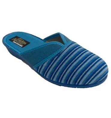Zapatilla rayas mujer abierta atrás abertura empeine Nevada en azul