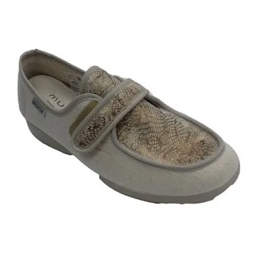 Zapatilla velcro cerrada mujer pala licra Muro en beig