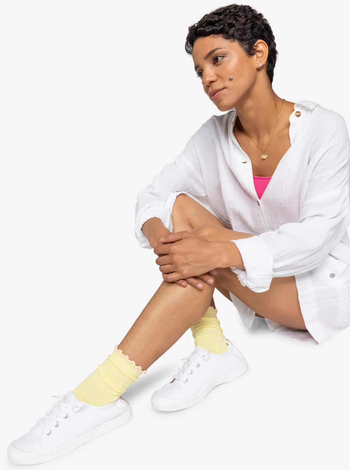Zapatillas ROXY con cordones textiles para Mujer Bayshore plus WHITE (wht)) Ref. ARJS600507 Blanco