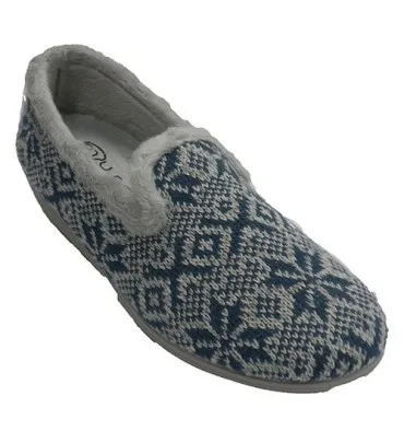 Zapatilllas mujer cerradas dibujo nórdico Muro en azul