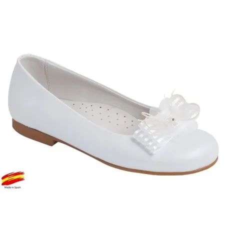 ZAPATO COMUNIóNCEREMONIA DE NIñA PIEL BLANCO.