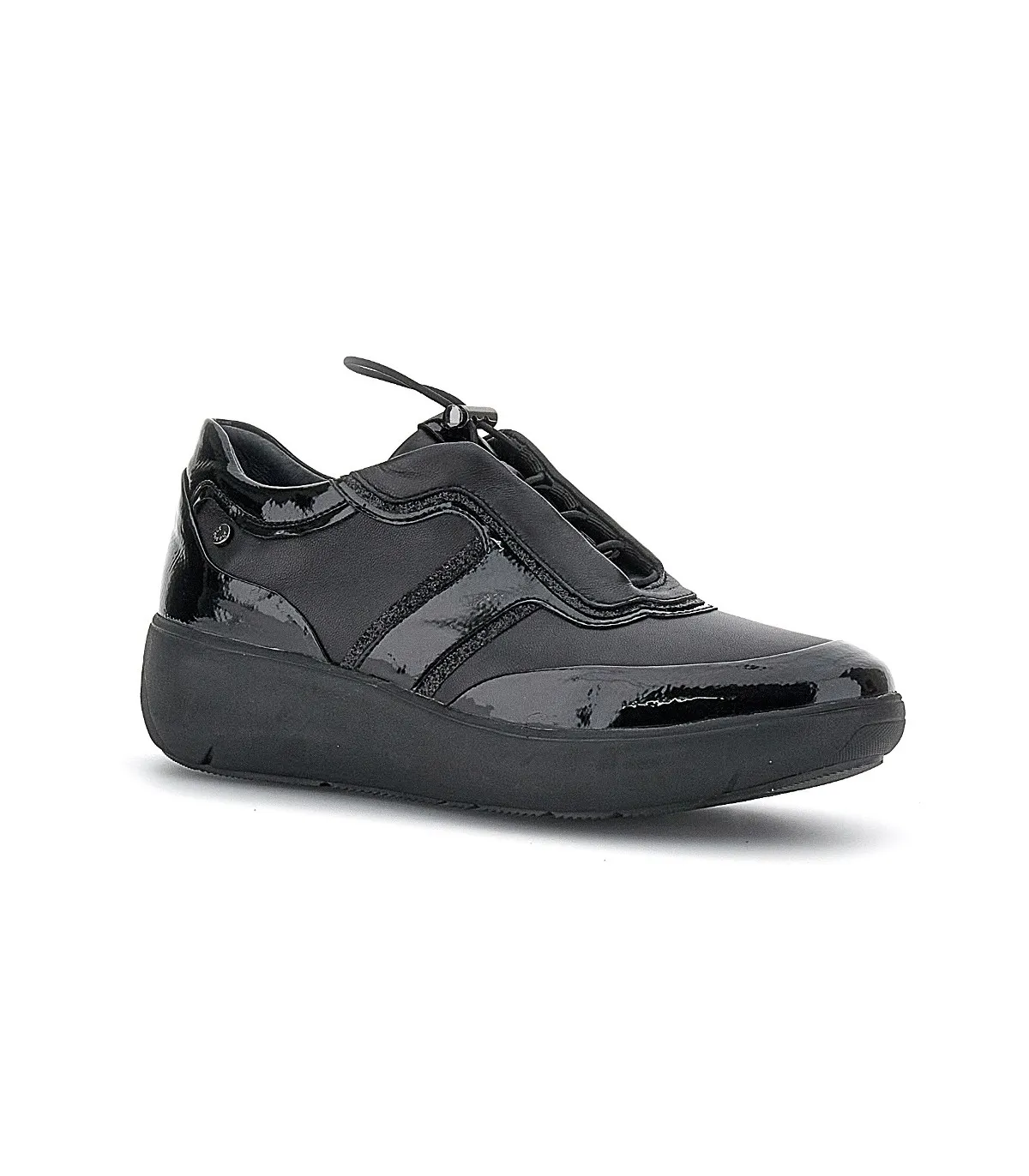 Zapato con cordones elásticos de mujer en negro