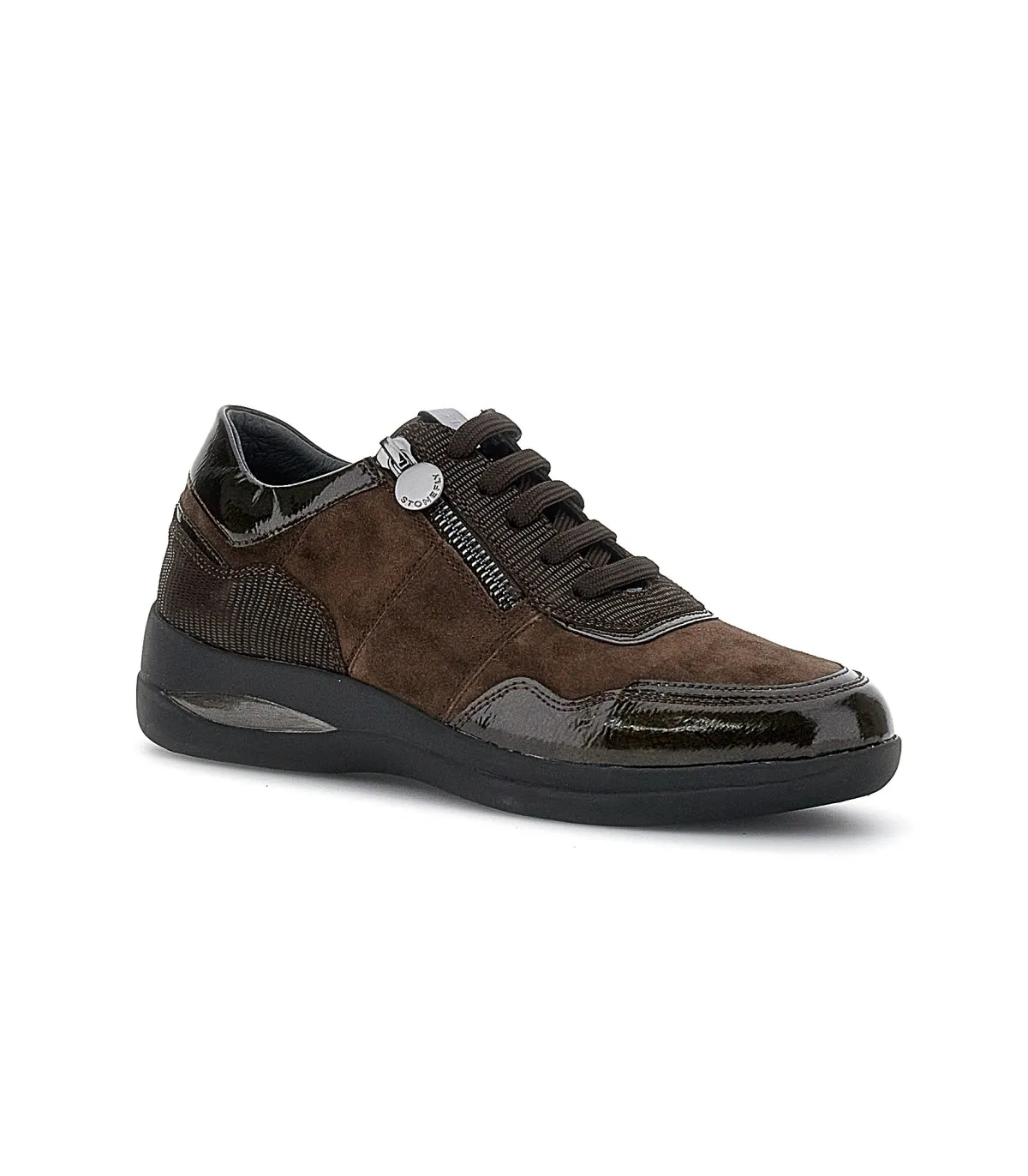 Zapato de cordones confort en piel marrón