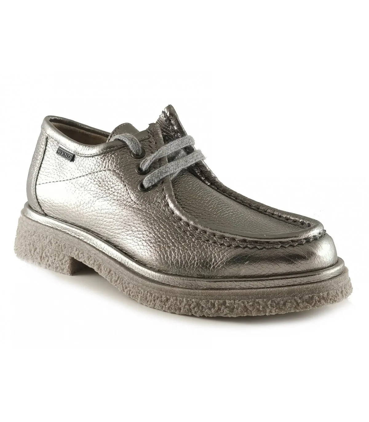 Zapato de cordones en piel plata para mujer