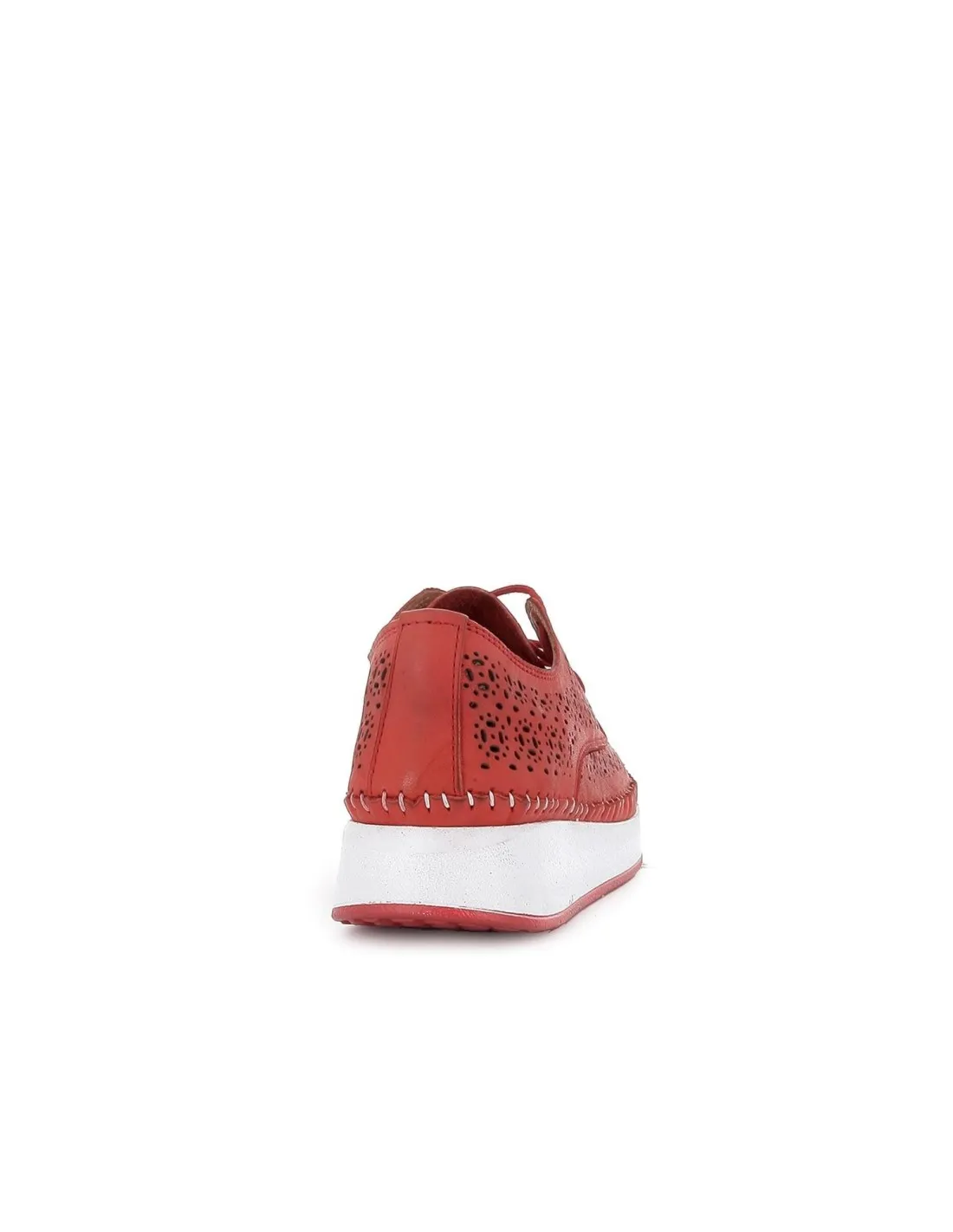 Zapato rojo plano cordones con calados mujer  Erase