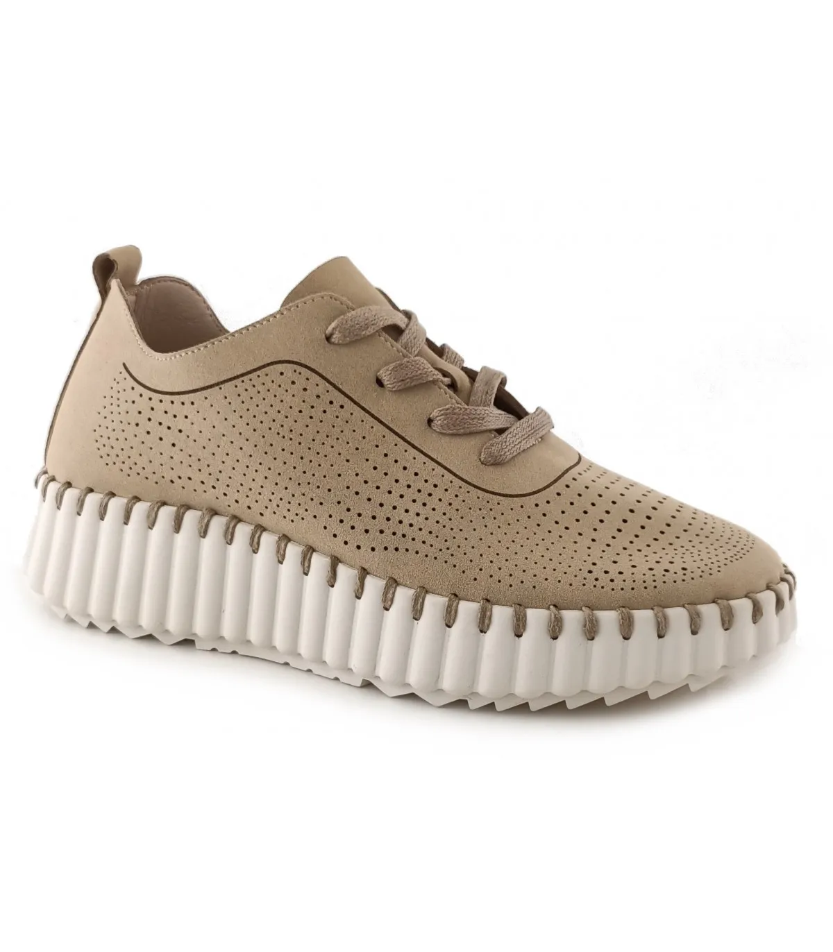 Zapatos de cordones en camel de mujer