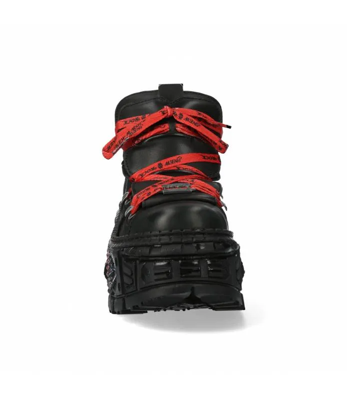 ZAPATOS PIEL ROCK SUELA TANK LETRAS ROJAS Y BLANCAS NEW ROCK ORIGINAL PLATAFORMA WALL106C9
