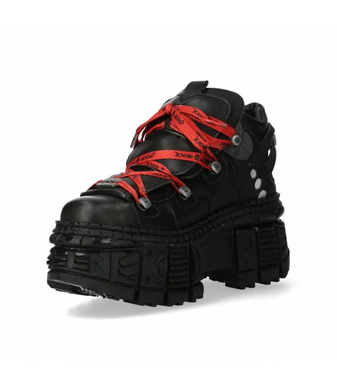 ZAPATOS PIEL ROCK SUELA TANK LETRAS ROJAS Y BLANCAS NEW ROCK ORIGINAL PLATAFORMA WALL106C9