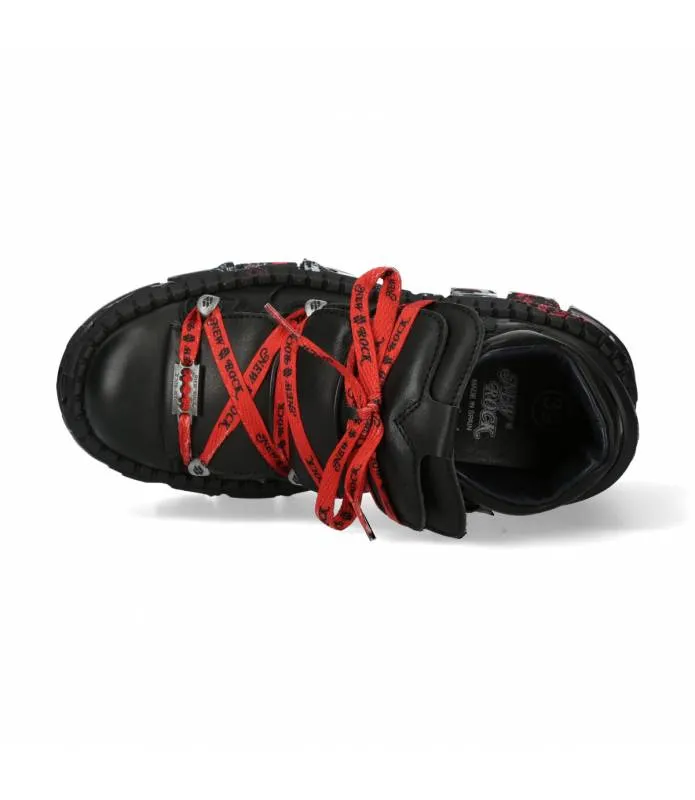 ZAPATOS PIEL ROCK SUELA TANK LETRAS ROJAS Y BLANCAS NEW ROCK ORIGINAL PLATAFORMA WALL106C9