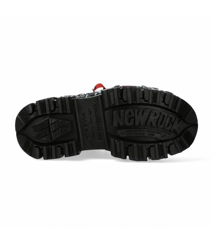 ZAPATOS PIEL ROCK SUELA TANK LETRAS ROJAS Y BLANCAS NEW ROCK ORIGINAL PLATAFORMA WALL106C9