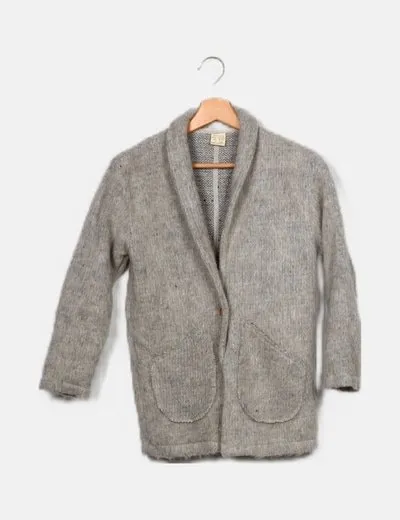 Zara Abrigo gris bolsillos