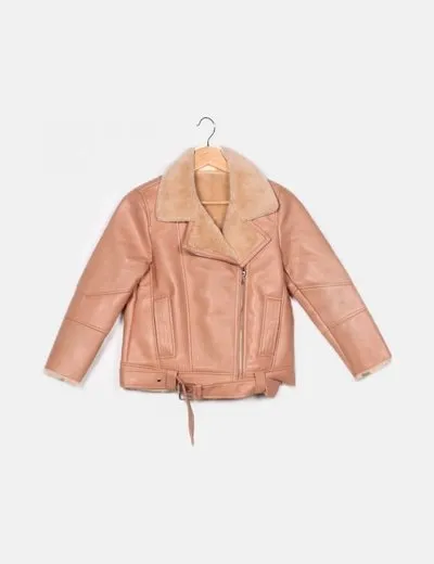 Zara Abrigo rosa polipiel
