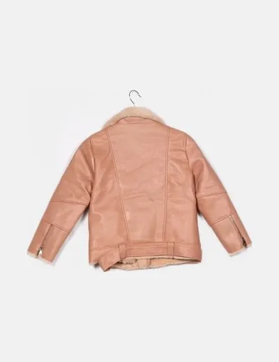 Zara Abrigo rosa polipiel